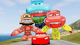 Compilation: Escape From The Crazy Monsters Pixar Cars Eater VS Lightning McQueen Beamng Drive #21