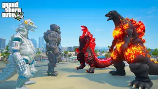 Shin Godzilla and Burning Godzilla vs Mechani Kong and Mechagodzilla - GTA 5 Mods