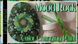 Color Changing Mandala Dot Art Painting Tutorial | Mood Rock | Green Pastel Color Shift Paint