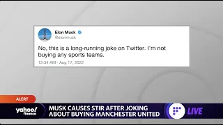 Tesla CEO Elon Musk causes stir after joking about buying Manchester United