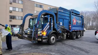 Republic Services Front Load Garbage Truck Packing Morning Trash