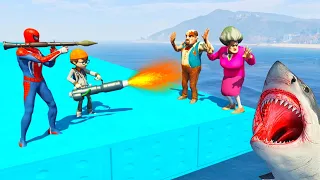 Scary Teacher 3D - Nick blew up Miss'T house - Hungry Shark in the Sea (Spider-Man saves Tani)