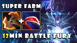 How To Farm with 12Min First Item Battle Fury on [Phantom Assassin] in Dota 2 7.23