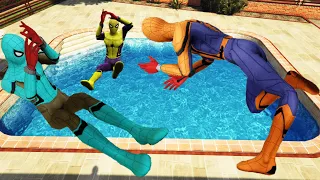 GTA 5 Rainbow Spiderman Falling Into Pool (Spider Man Ragdolls & Jumps) #7