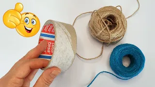 Easy jewelly box with jute rope and tape roll - Diy ideas