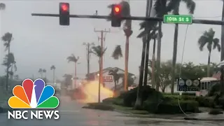 Video Shows Burning Power Line, Falling Traffic Light After Ian