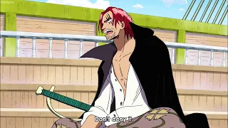 Shanks tell Whitebeard about the secret of his left arm, Shanks conqueror haki challenges Whitebeard