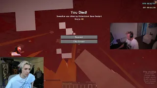 xQc reacts to Tfue throwing in Minecraft