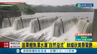 梅雨季限定美景！苗栗鯉魚潭水庫"自然溢流" 絲線狀瀑布美景再現令人驚艷│記者  潘俐雯│【LIVE大現場】20220608│三立新聞台