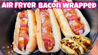 AIR FRYER BACON WRAPPED HOT DOGS