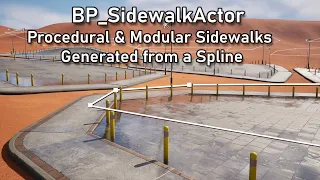 BP_SidewalkActorBase Demonstration - Procedural Sidewalk System (UE5, GeometryScript, Blueprint)