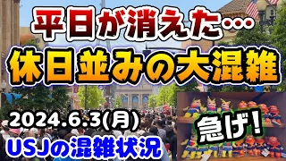 【USJ今の時期は要注意‼︎】休日並みの大混雑に‼︎6月の平日が驚きの連続でした...即完売したヒロアカグッズが再入荷‼︎2024年6月1日月曜日、ユニバーサルスタジオジャパンの混雑状況