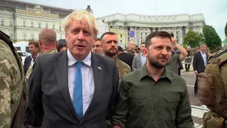 Владимир Зеленский и Борис Джонсон в Киеве (2022) Новости Украины