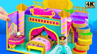 Building Magic Castle Dollhouse with Royal Bedroom for Princess Barbie Jasmine | DIY Miniature House