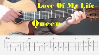 Love Of My Life - Queen - Fingerstyle guitar with tabs