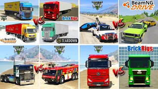 GTA 5 Police Truck vs Teardown Truck vs BeamNG Tow Truck vs Brick Rigs MAN Truck - Which is Best?