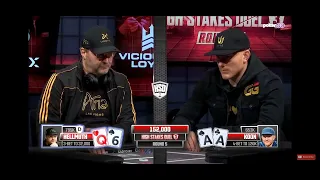 HIGH STAKES DUEL PHIL HELLMUTH BLOWUP VS JASON KOON 1.6million headsup Q6 VS AA TILT