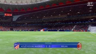 Атлетико Мадрид Милан 1й тайм 1/8 финала лиги Чемпионов