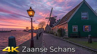 Zaanse Schans 🇳🇱 Netherlands Evening Walk With Calm Music For Relaxation 4K 60p