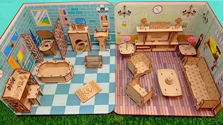 DIY Miniature Cardboard Doll House | Paper Doll House | Bathroom, Bedroom, Kitchen | Artistic Dolls