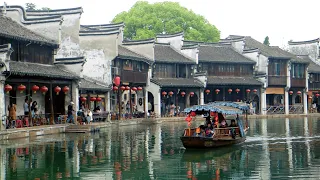 4K | A crowded holiday walking tour in the 700-year-old Nanxun Ancient Water Town, China