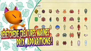 "BÉBÊTOPÉDIE 100% " LISTE COMPLETE DES CREATURES MARINES, LEURS APPARARITIONS ET LEURS PRIX !!![FR]