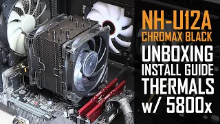 Noctua NH-U12A chromax.black CPU Cooler Unboxing, Install Guide, Benchmarks- AM4 X570 5800X