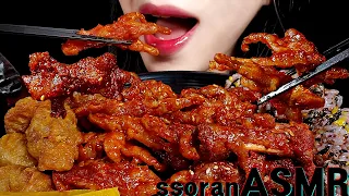 ASMR 🔥 튤립닭발 & 무뼈닭발 & 닭똥집튀김 (+주먹밥) Spicy Chicken feet & fried chicken gizzard MUKBANG EATING SOUNDS