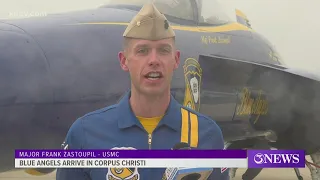 U.S. Navy Blue Angels fly into Corpus Christi for Wings Over South Texas Airshow at Buc Days