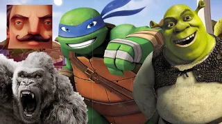 Hello Neighbor - New Neighbor Shrek King Kong TMNT Leo Spider-Man History Gameplay Walkthrough