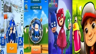 Sonic Dash VS Oddbods Turbo Run Racing Pogo VS Subway Surfers SEOUL VS PJ Masks: Super City Run