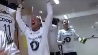 Rosenborg Ballklub players and staff enjoy fan song