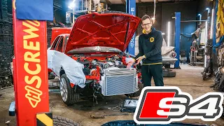 РЕСТАВРАЦИЯ AUDI S4. ВПИХИВАЕМ РАДИАТОРЫ. ПЕРЕШИВ САЛОНА.