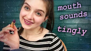 ASMR | Lipstick/Lip Gloss Application w/ Mouth Sounds and Tapping (Up Close Lip Gloss Try On)