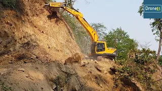 Hyundai Stone Breaker-Breaking Rocky Hill-Widening Remote Hilly Road