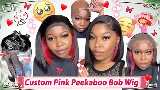 Pink Color Peekaboo Hair!🍨Customized HD Lace Frontal Bob Wig | #ULAHAIR Review