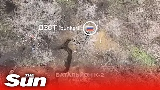 Aerial footage shows Ukrainian soldiers fighting Russians in trenches