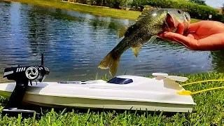 RC Boat Fishing Challenge! It Actually Catches Fish!