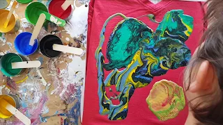 086 Acrylic Pour on Tshirt using DecorArt Fabric Medium