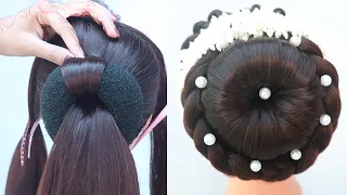 easy juda hairstyle with gajra || hairstyle for saree || bun hairstyle || ladies hair style