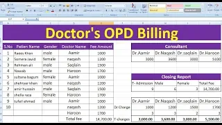 Hospital Doctor's OPD Bill Format in excel | excel tutorials by learning center in urdu/Hindi