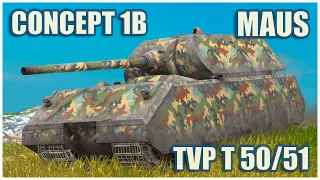 Maus, Concept 1B & TVP T 50/51 • WoT Blitz Gameplay