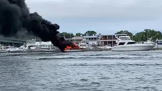 Boat Fire and Explosion at Bridge Marina Fuel Dock in Salisbury - Full Video