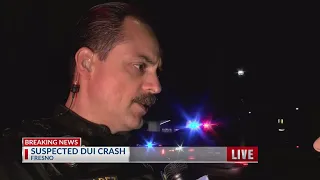 Fresno Police on scene of a possible DUI crash after suspect attempts to flee officers