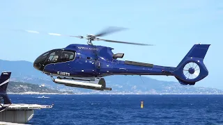 Airbus Helicopters H130 landing and take off at Monaco heliport