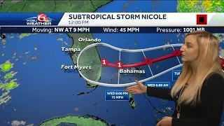Record heat today, cold front on the way, watching Subtropical Storm Nicole