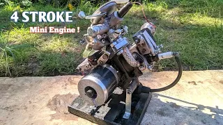 Full❗Proses pembuatan Mesin 4 Tak dari Kompresor kulkas sampai bisa Menyala💨| 4 Stroke Engine