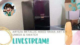 Arteza Metallic Mixed Media Art Set Unbox and Swatch Livestream!