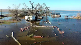 Drone footage of total devastation east of Creole, LA from Hurricanes Laura and Delta