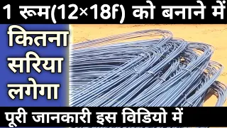 1 room (12*18) me kitna sariya lagega,12*18 house plan